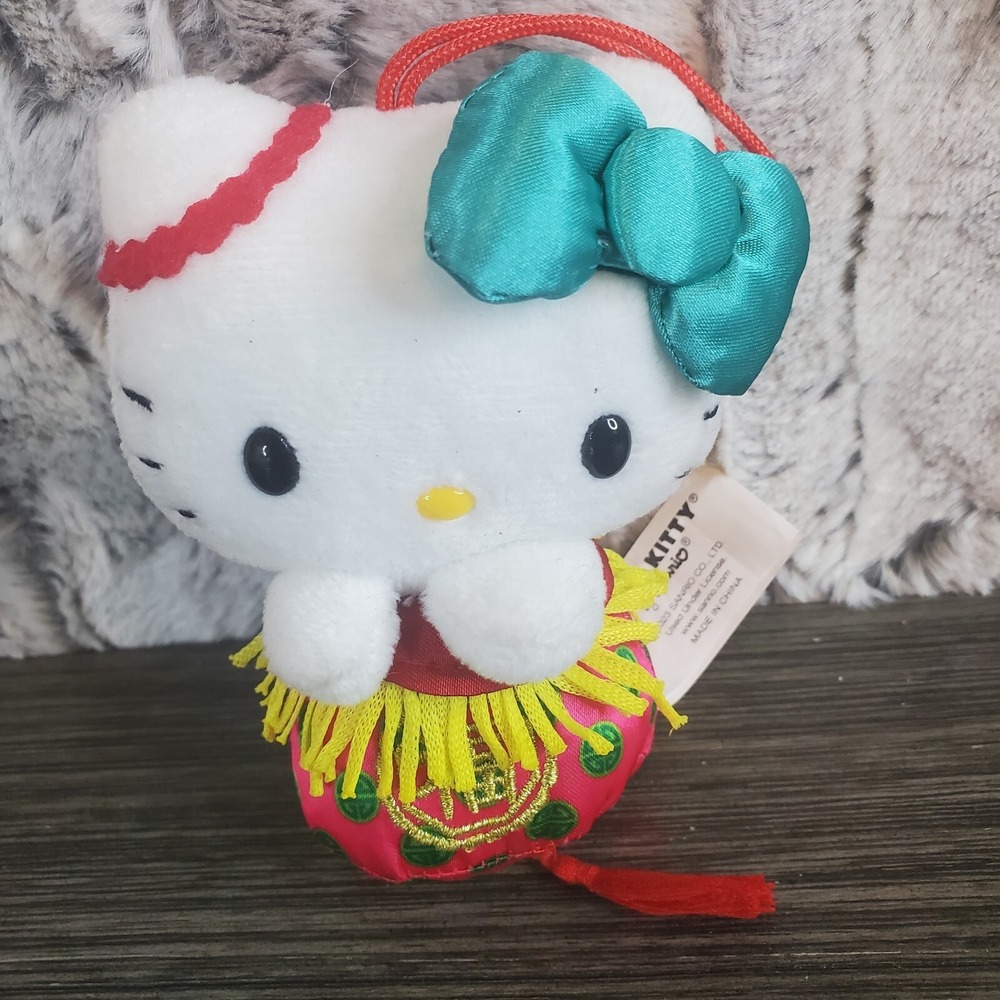 Sanrio‎ Hello Kitty 2023 Japanese Inspired Mini 4" Plush Ornament Teal Bow